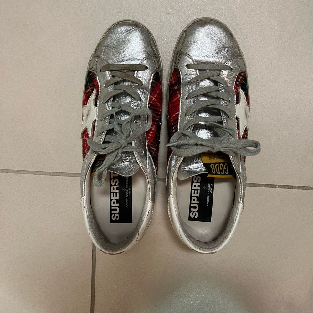 Silver / plaid golden goose